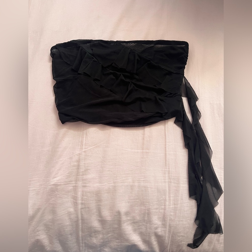 Black Ruffle Fairy Mesh Top
